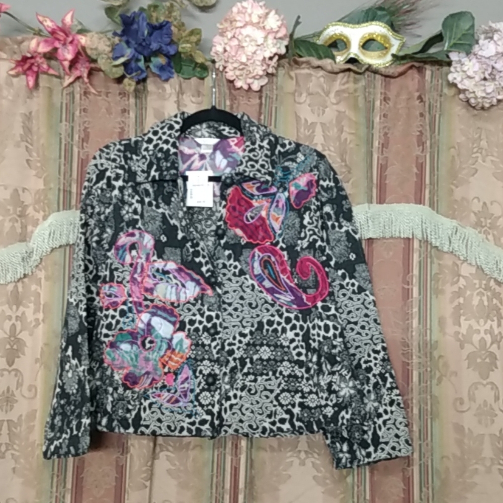 Christopher & Banks Embroidered Floral Blazer -Sml